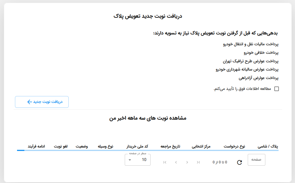 راهنمای نوبت تعویض پلاک از سخا - دفتر پیشخوان دولت پارسا